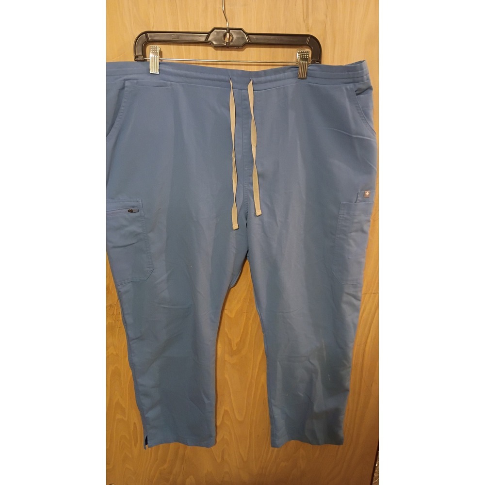 Figs Technical Collection Scrub Pants Blue Cargo XXL Petite Hospital Workwear.